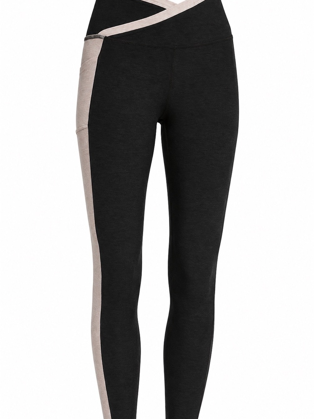 Beyond Yoga Space Dye Colorblock Pocket Ankle Leggings L Black Taupe